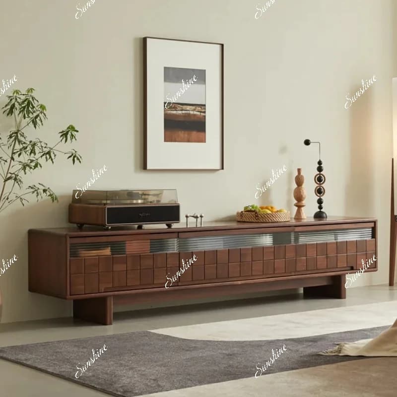 Modern simple small apartment living room home video cabinet light luxury retro TV cabinet
