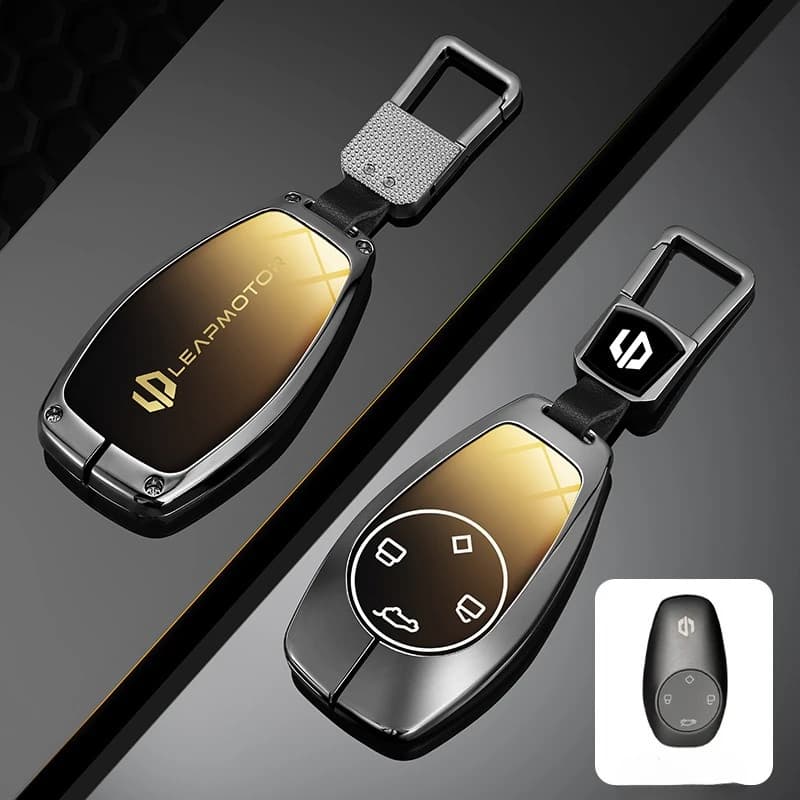 Premium Zinc Alloy Key Cover Case for Leapmotor C11 / C01 / T03 / B10 (2024) - Protective Key Fob Shell Key Bag Chain