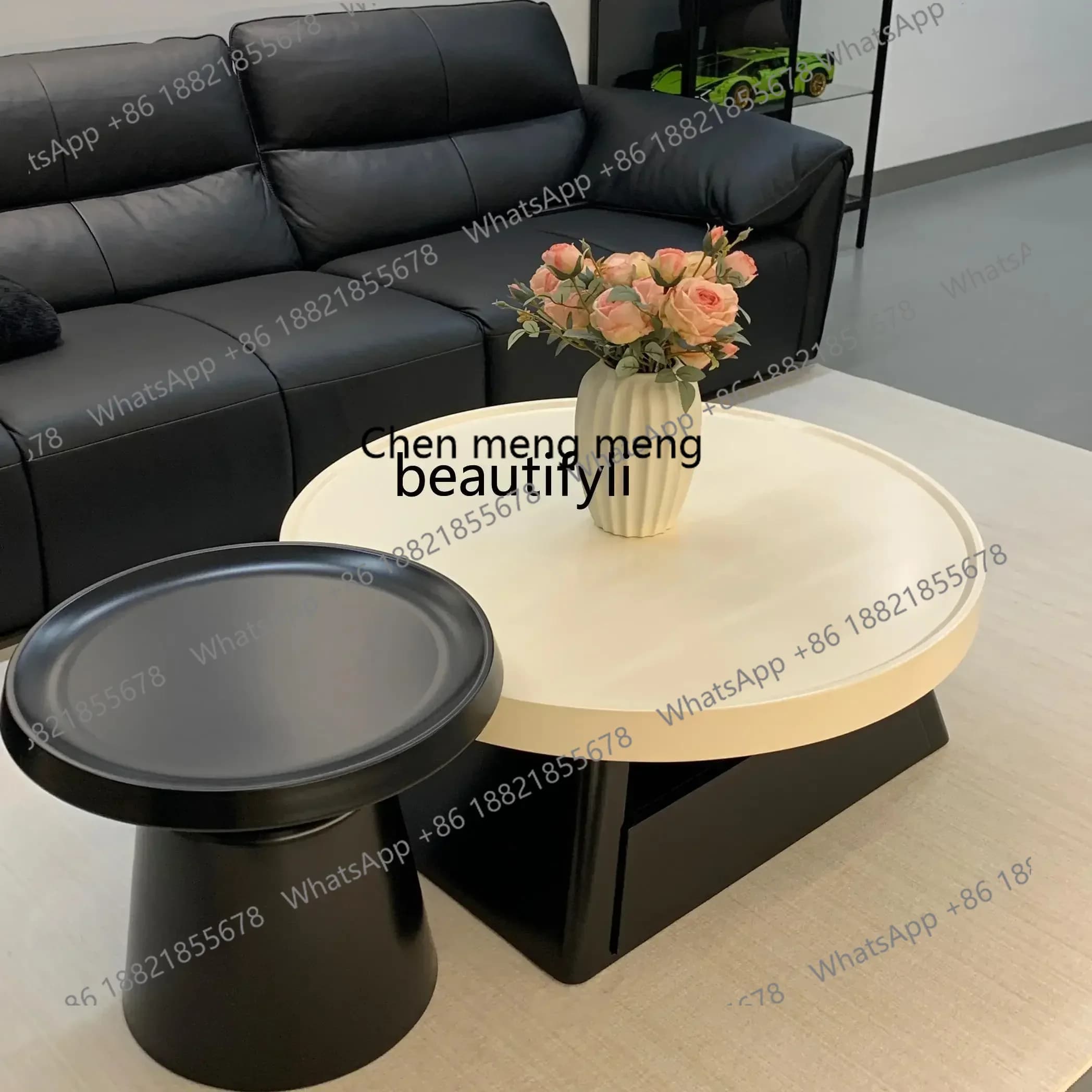 SS ss7486 black and white coffee table living room for home use, French cream style minimalist small apartment light luxury high