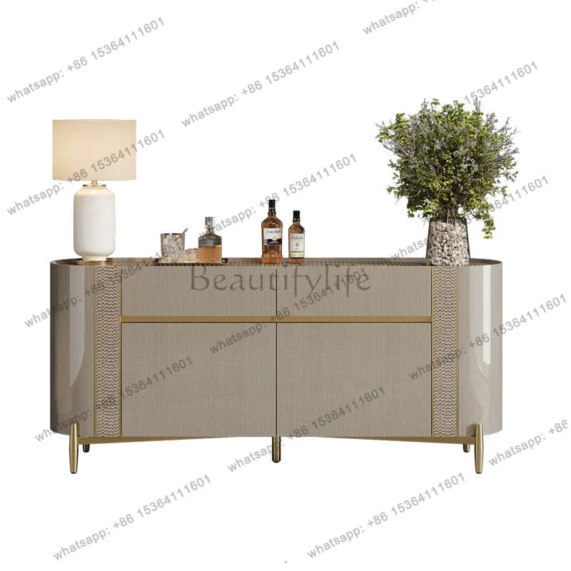 Italian light luxury solid wood dining side cabinet villa high-end design entrance cabinet
