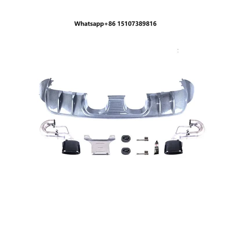 New km 9y0.1 Turbo GT Carbon Fiber Rear Lip with Tail Throat for 2018-2024