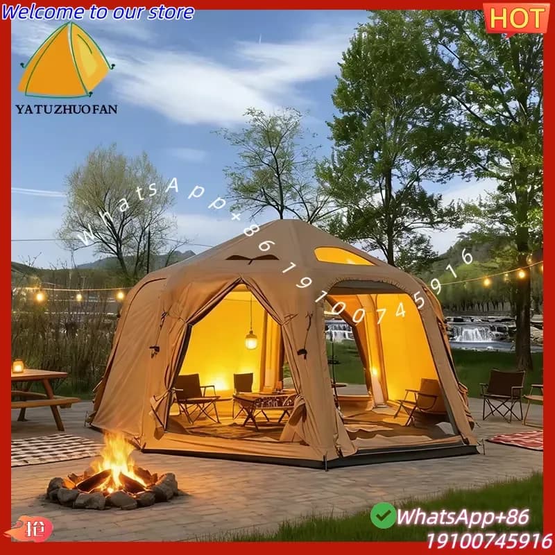 2026 Four-Season Double Layer One Bedroom Tent Quick Automatic Opening 5-6 Person 21m Waterproof TC Cotton Cloth Portable