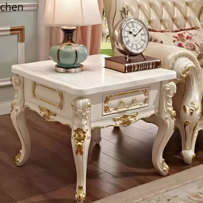 HYS marble coffee table simple modern small apartment living room tea table  solid wood coffee table TV cabinet ground