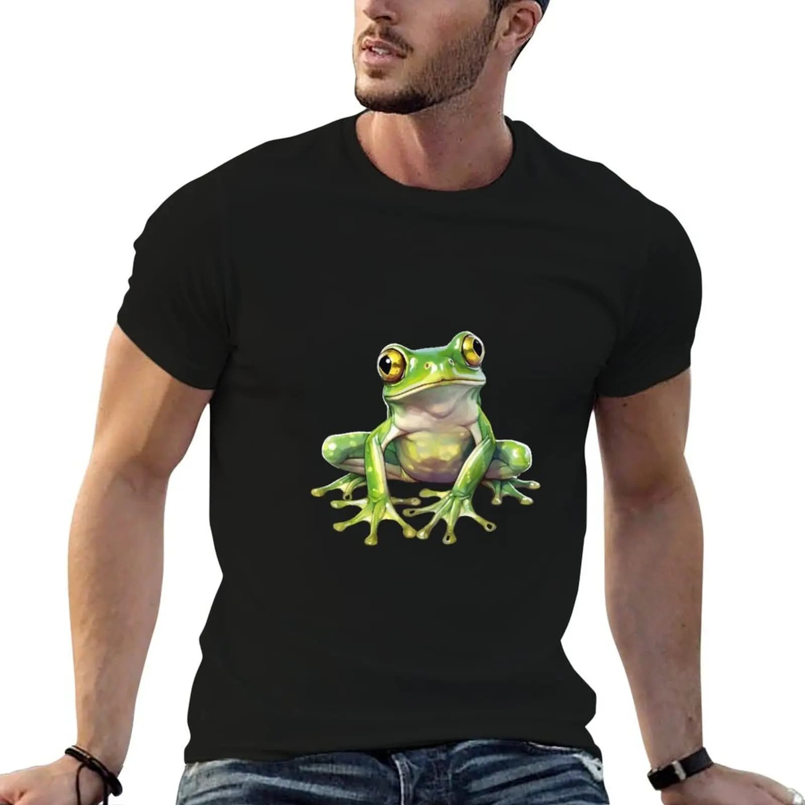 Happy Frog T-Shirt korean fashion customs design your own tshirts for men