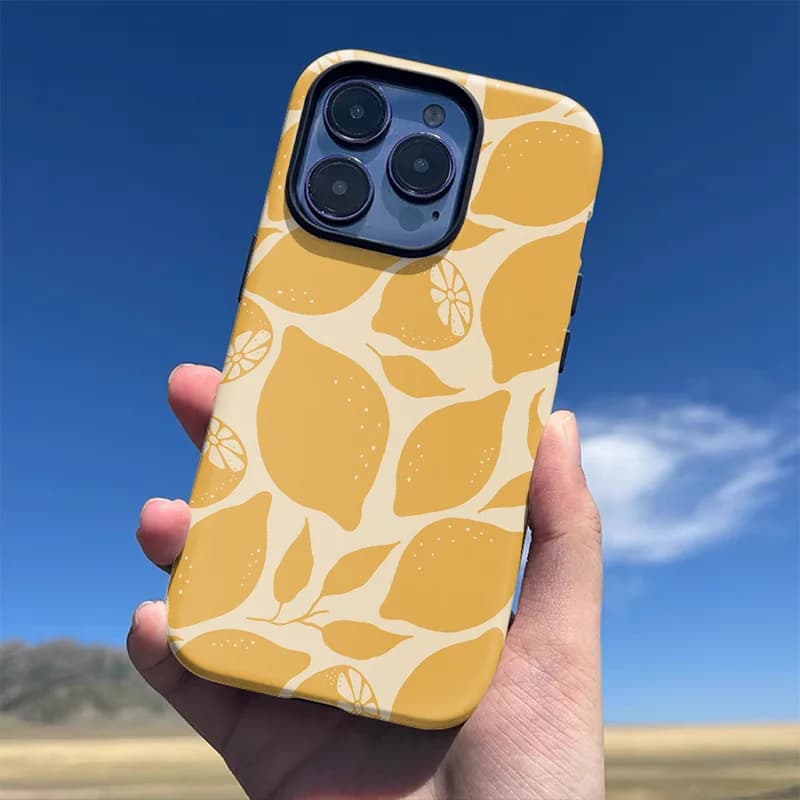 The new Lemon art pattern Film-two-in-one Phone Case is suitable for iPhone 17, 16, 15, 14, 13, 12, 11, etc.