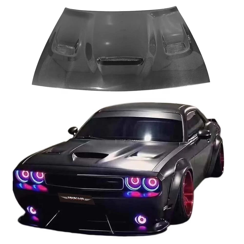 LARIDAS Hellcat Style Carbon Fiber Hood for Challenger 2015-2023 with Heat Dissipation 100% Fit