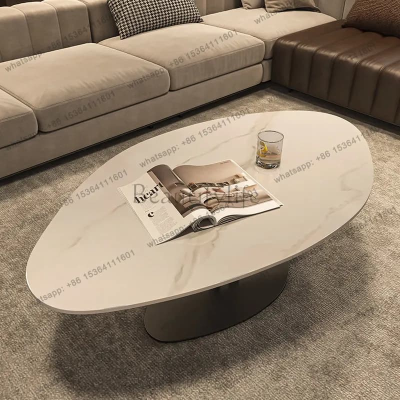 LDHome Sofa Side Tables Pliante Furniture Desk Italian Light Luxury Minimalist Rock Slab Coffee Table Modern Simple Living Room