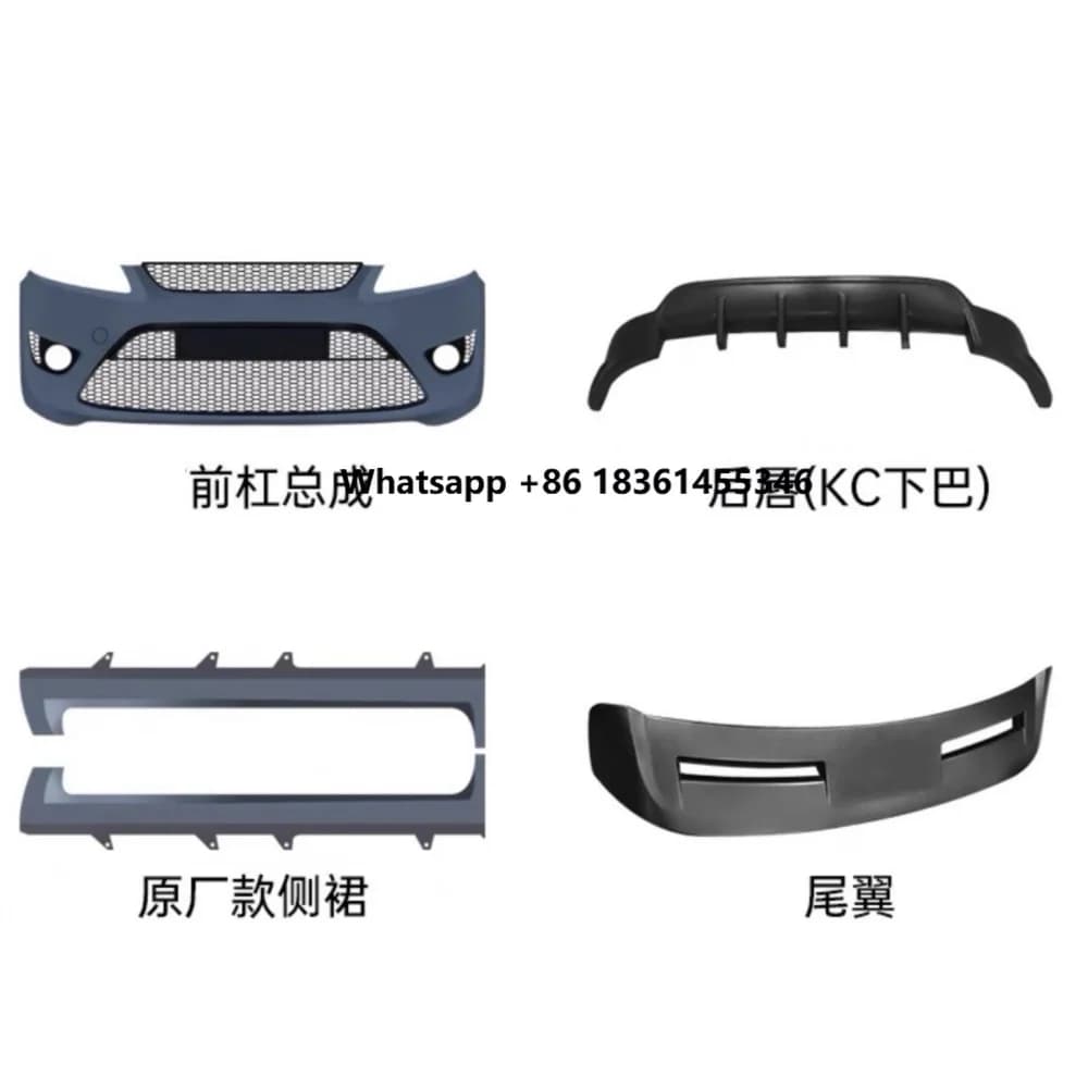 For  Focus 2009-2014 Modified Unpainted Front Bumper Rear Lip Side Skirt Tail Wing Surround PU Car Kit