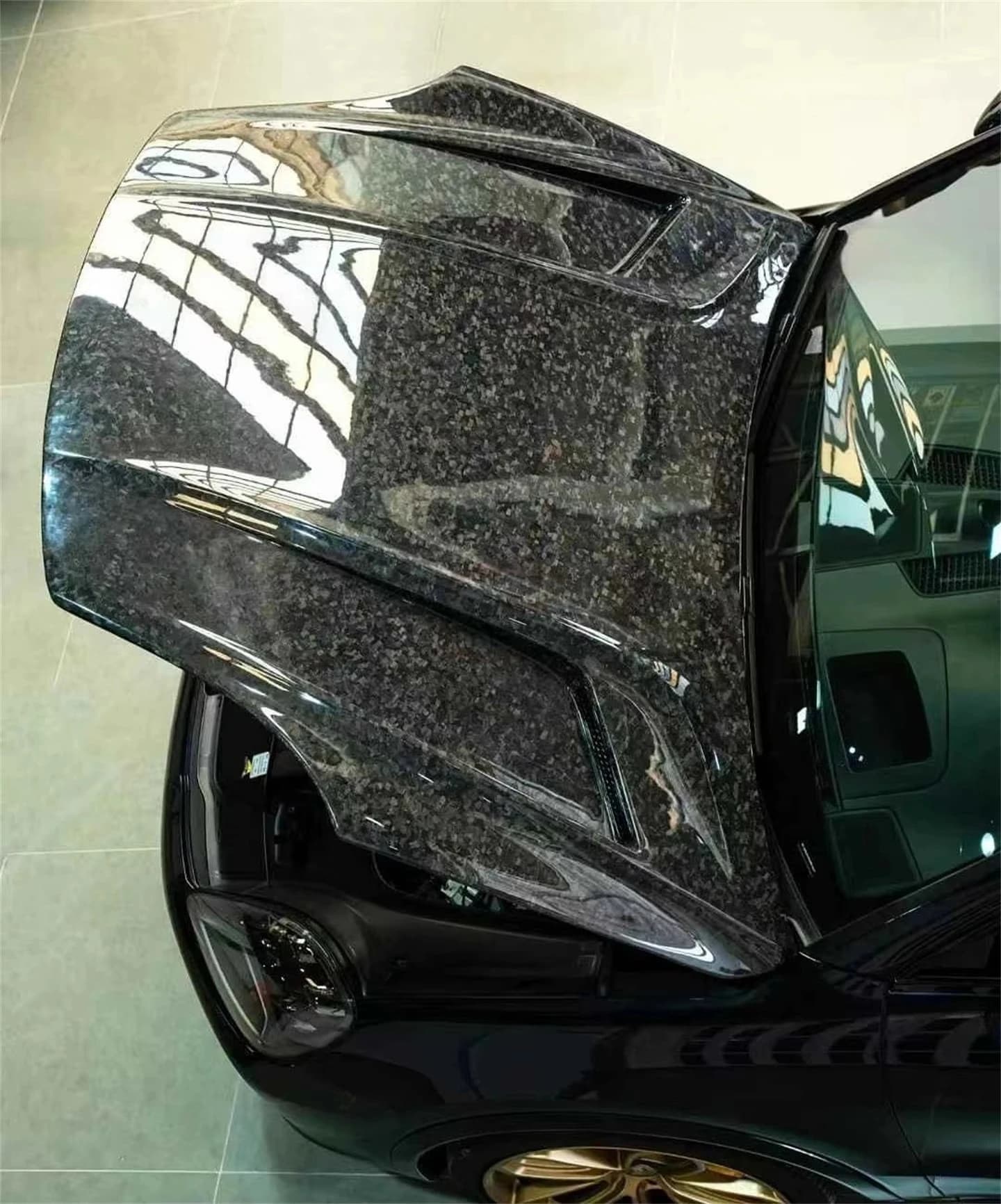 Upgrade High Quality Tech Style Forged Carbon Fiber Hood Bonnet for Porsche Cayenne 9Y0 Forged Carbon Fiber Engine Hood