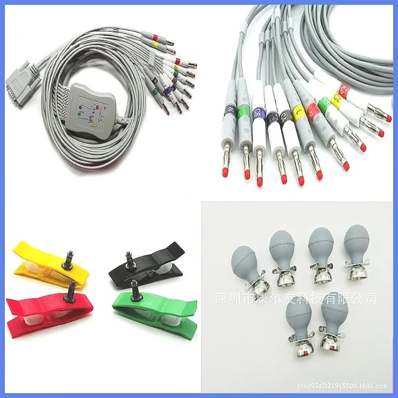 Compatible ECG Cable for SE1200 SE1201 Electrocardiograph, 10-Lead All-in-One Wire, Medicals Device Accessory