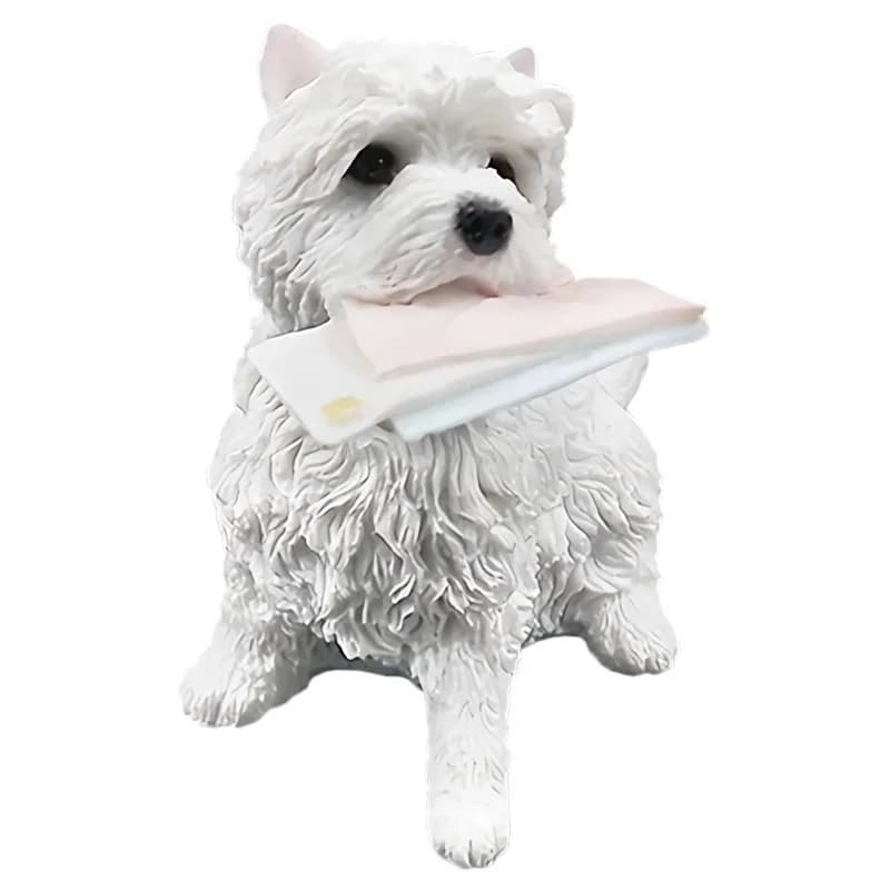 Model play cute mini west highland sit bite envelope car ornament simulation puppy model handicraft figure