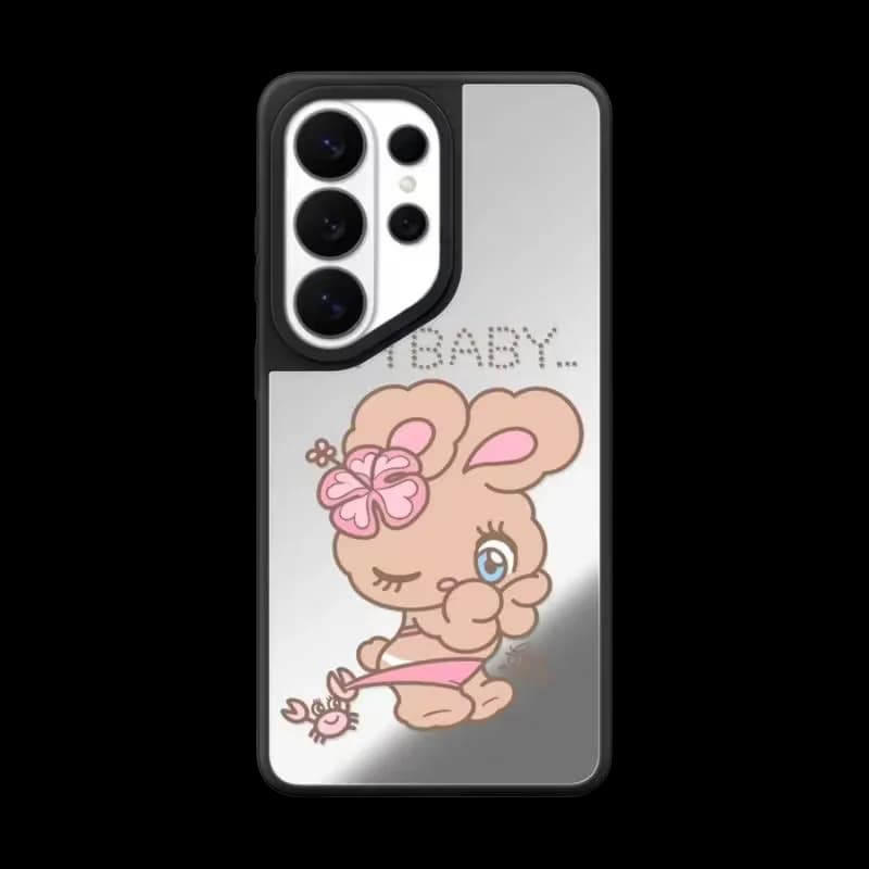 Cartoon Brown Rabbit Mirror / Acrylic Magnetic Case: Compatible with Samsung Galaxy S23 U S24U S25 S26 Ultra S25+ S26 Plus Shell