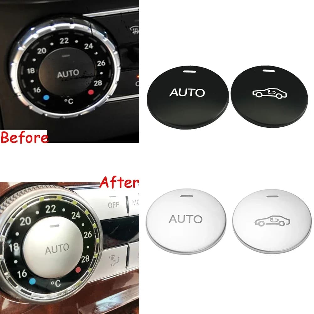 Air Conditioner AUTO/Air circulation Buttons adjustment cover Stickers Trim For Mercedes Benz C E CLS GLK Class W204 W212