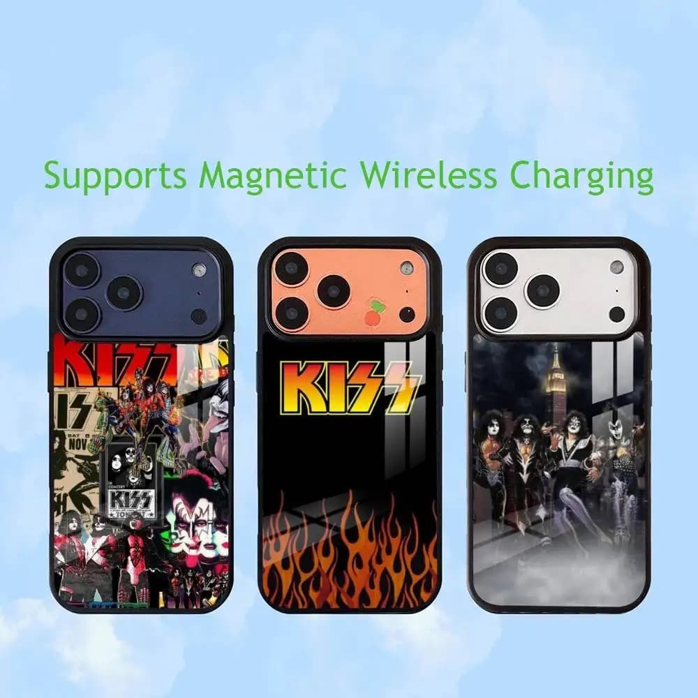 Classic Rock Band K-Kiss Hard  Luxury Glass Phone Case For iPhone17,16,15,14,13,12,11 Plus,Pro Allows magnetic wireless charging