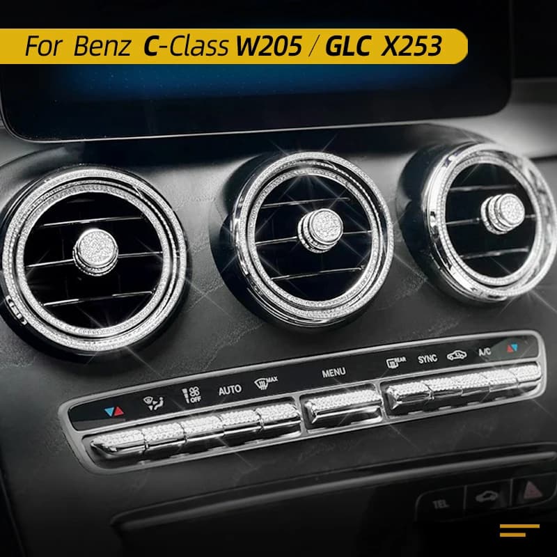 For Mercedes Benz C-Class W205 / GLC X253 2014-2021 Bling Crystal Diamond Interior Trim Accessories