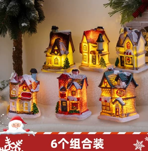 Christmas Snowhouse Small House Luminous Desktop Decoration Home Accessories Props Scene Layout Miniature Landscape Luminous