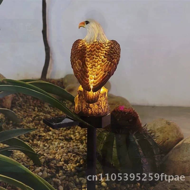 Amazon Solar Resin Eagle Ground Plug Light Outdoor Garden Lawn Decorative Landscape Ambient Light Brown And White Handcrafted