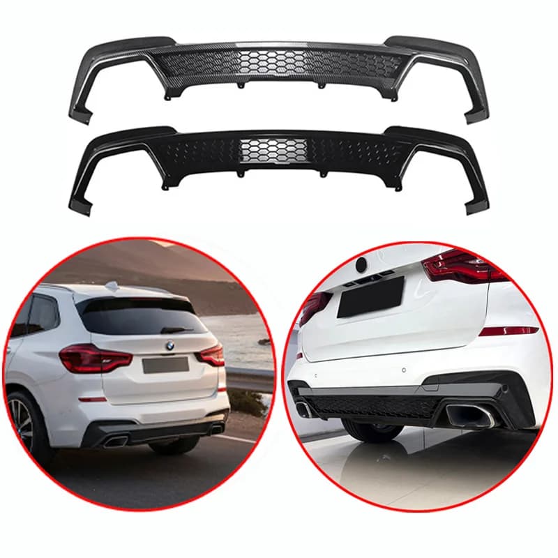 For BMW X3 G01 M Sport 2018-2021 X3M Styke High Quality ABS Car Rear Bumper Lip Spoiler Glossy Black Carbon Fiber Look Body Kit