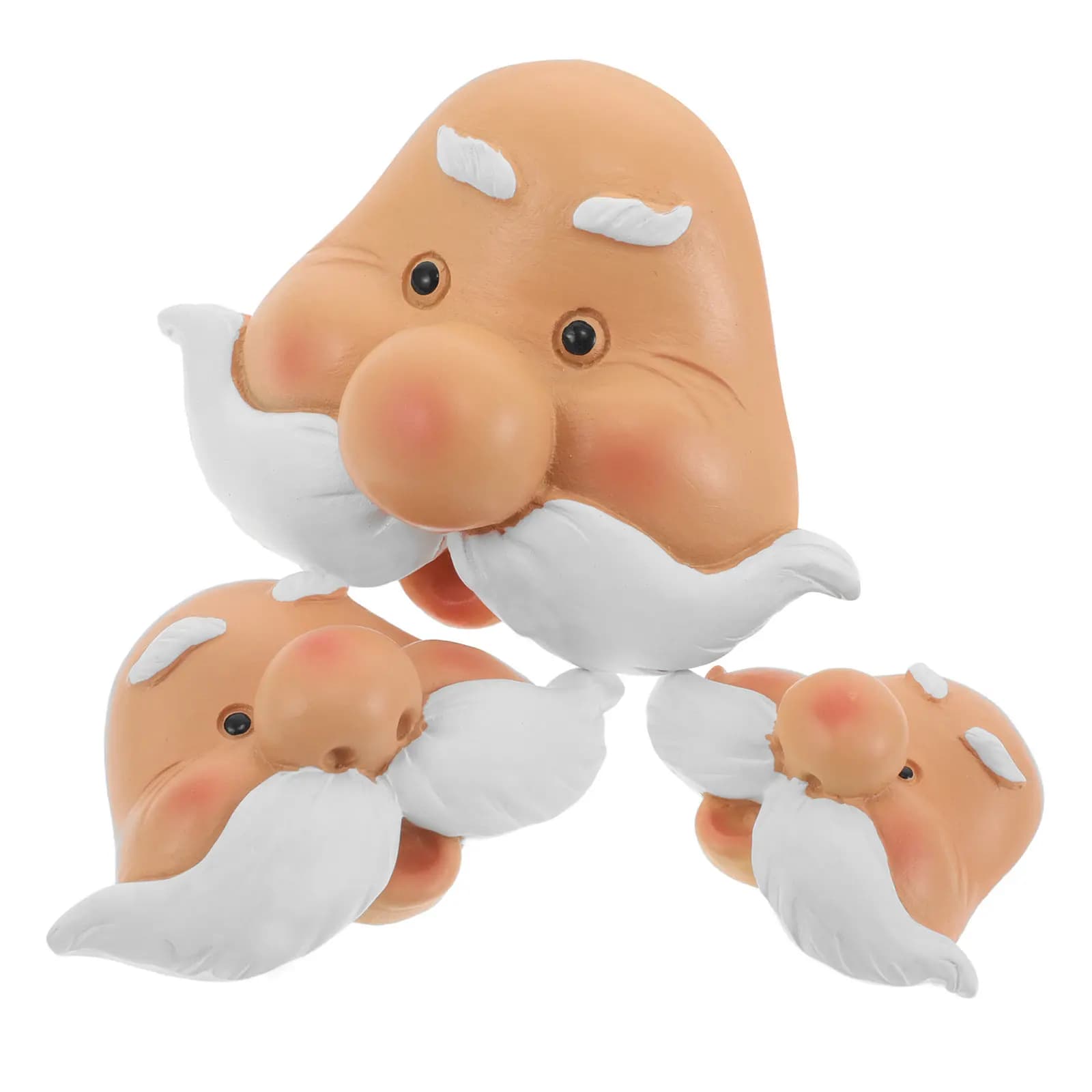 3pcs 3D Santa Claus Head Ornaments Mini Santa Face Resin Cabochons Santa Face Resin Gnome Nose Christmas Santa Embellishments