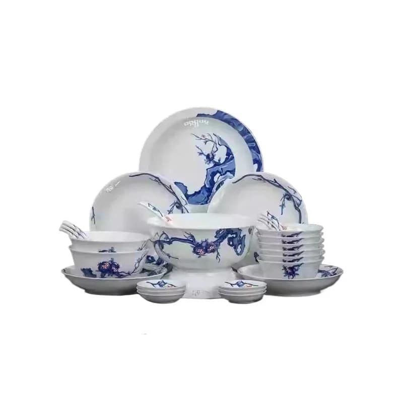 Ceramic Chinese exquisite tableware set, household eating bowls and plates, housewarming gifts