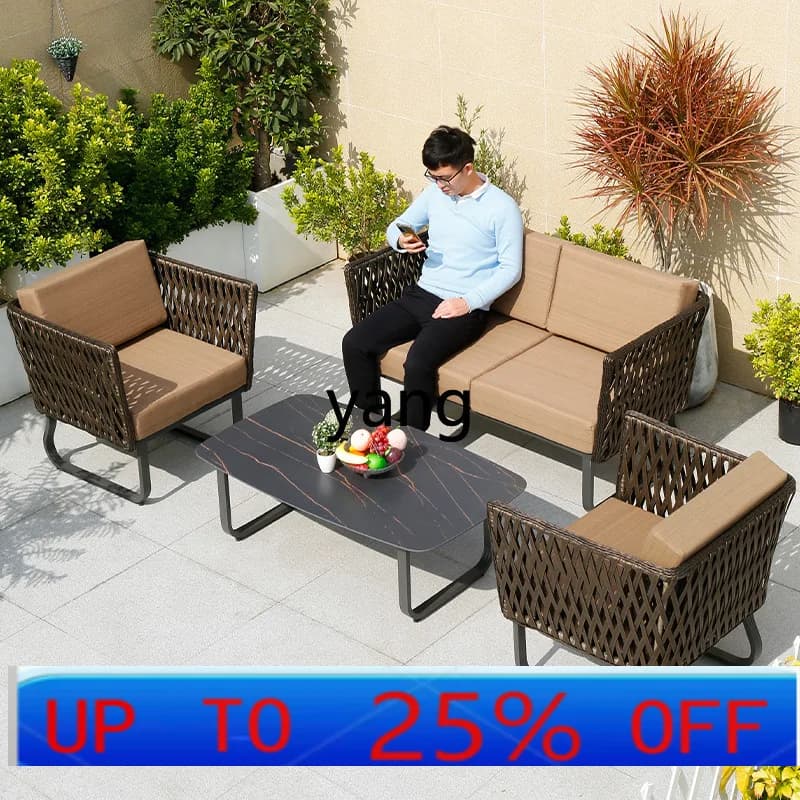 LMM Nordic outdoor sofa rattan living room rattan chair courtyard outdoor furniture outdoor