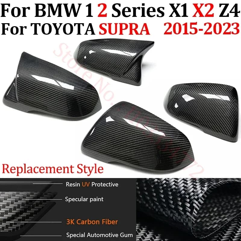 Real Carbon Fiber Car Rearview Side Mirror Cover For BMW 1 2 Series F40 F52 F44 F45 F46 X1 X2 Z4 For TOYOTA SUPRA 2015-2023