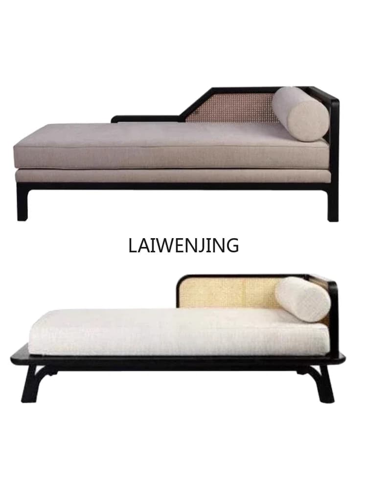 MJY new Chinese-style wabi-sabi wind rattan sofa household ash wood solid wood hotel furniture