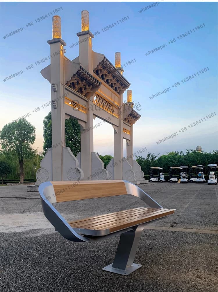 Outdoor Courtyard Park Landscape Garden Open-Air Stainless Steel Armrest Seat Backrest Leisure Chair