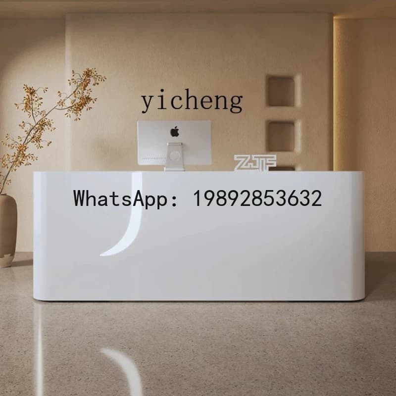 FZ  White Painting Company Welcome Reception Desk Simple Store Cashier Counter