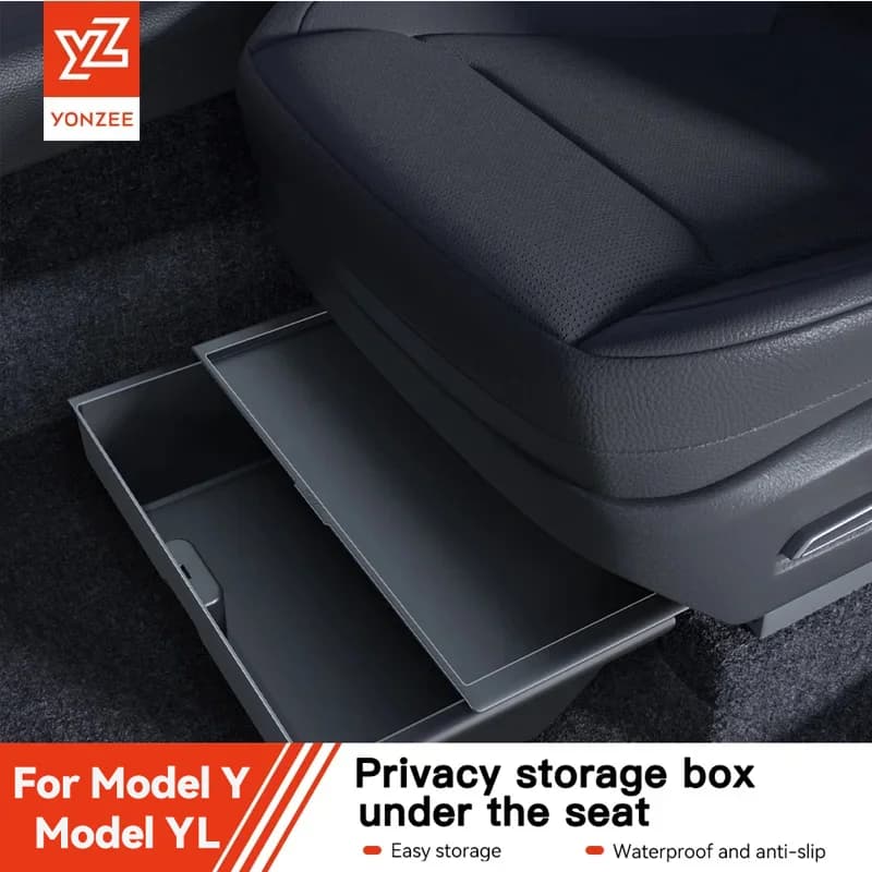 YZ For Tesla Model Y Juniper 2025+ YL  Under Seat Storage Box Car Interior Accessories Drawer Type Organizer Storage Lower Box