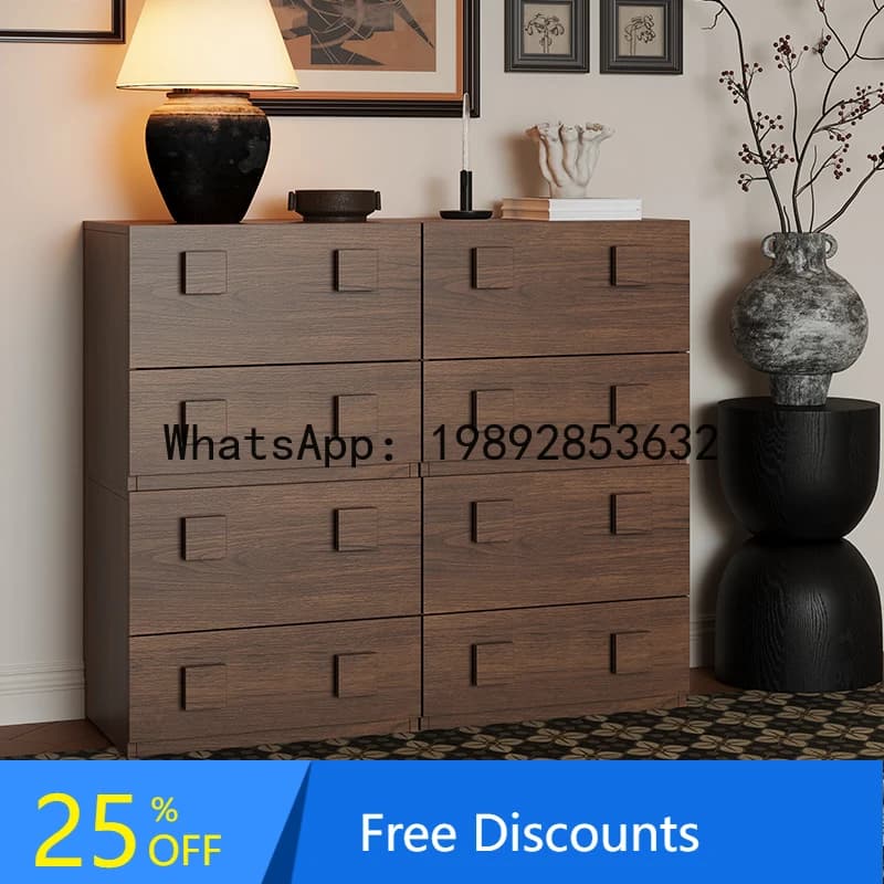 solid wood simple wind card door cabinet pine multi-functional combination TV chest side cabinet