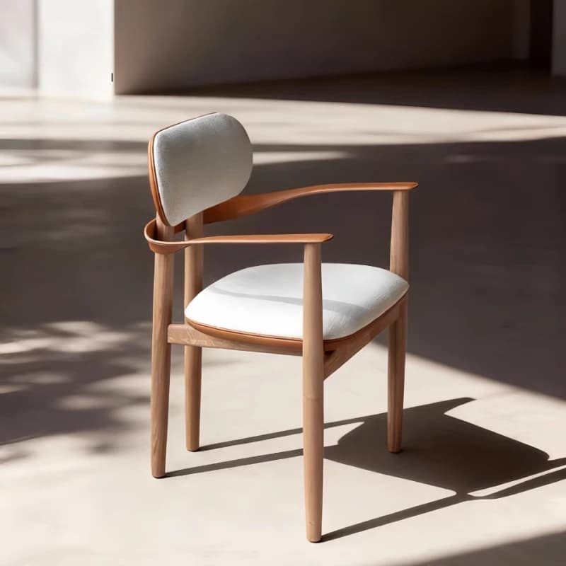 LTT Italian Minimalist Dining Chair Household Solid Wood Armrest Single Chair Modern Light Luxury Book Chair