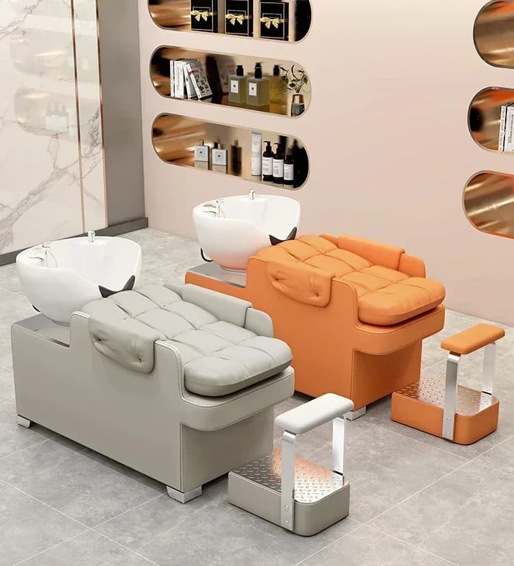 Cross-border Barber Shop Stainless Steel Economic Ceramic Basin Shampoo Bed