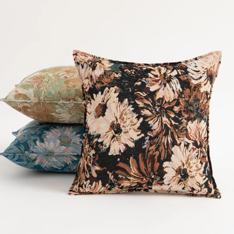 Moroccan Oil Painting Style Flower-Pattern Throw Pillow Country French  Sofa Cushion Pillow Cover