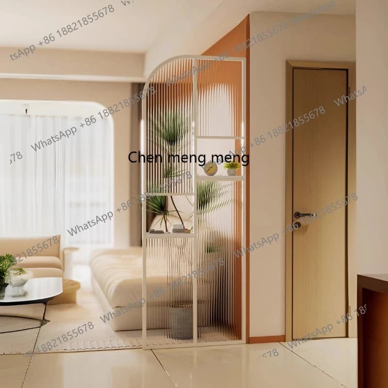 Cream wind Changhong glass screen stainless steel partition entrance entrance half wall