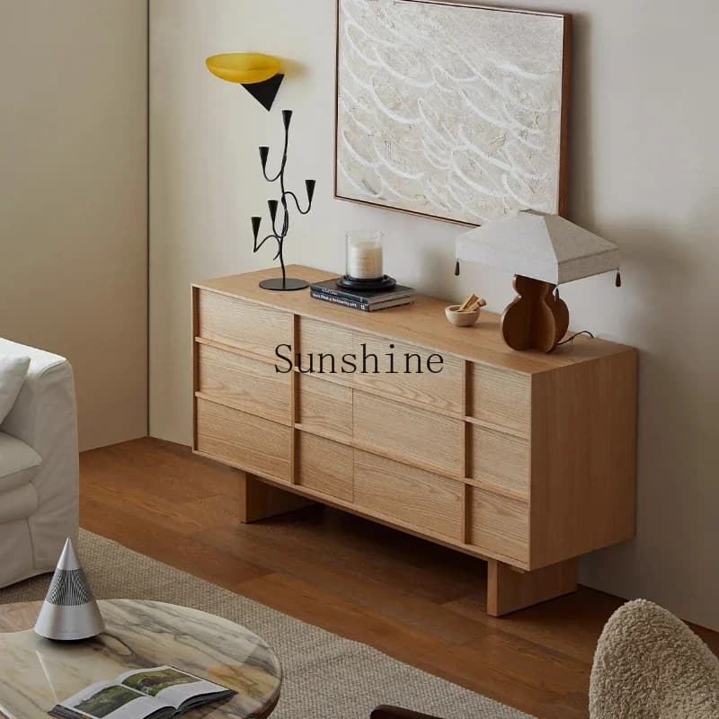 Solid wood bedroom bedside locker living room wall storage drawer storage cabinet