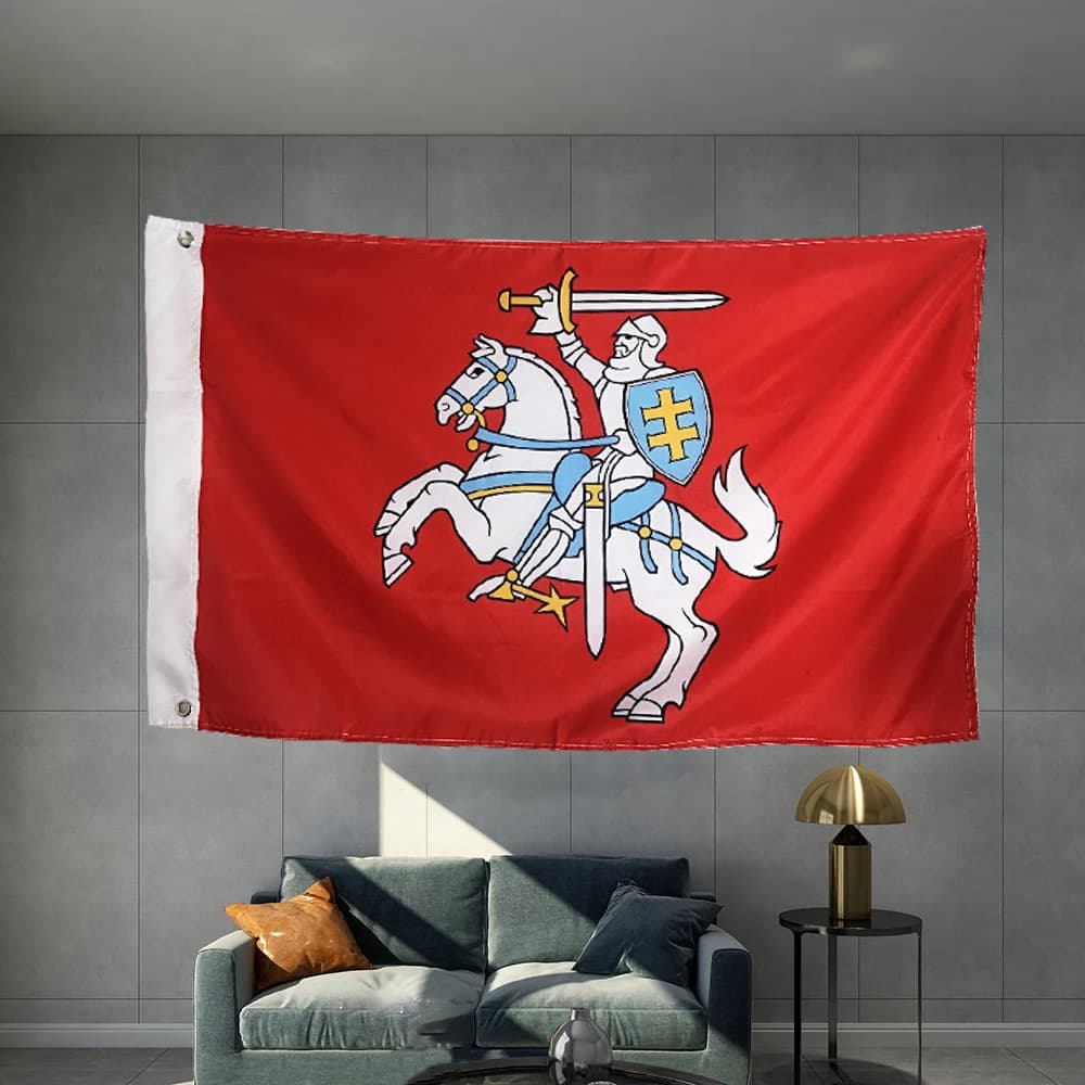 State Flag Of Lithuania Lithuanian Ensign  Graphic Custom Printed Flag Polyester Shaft Cover Brass Grommets Design Outdoor