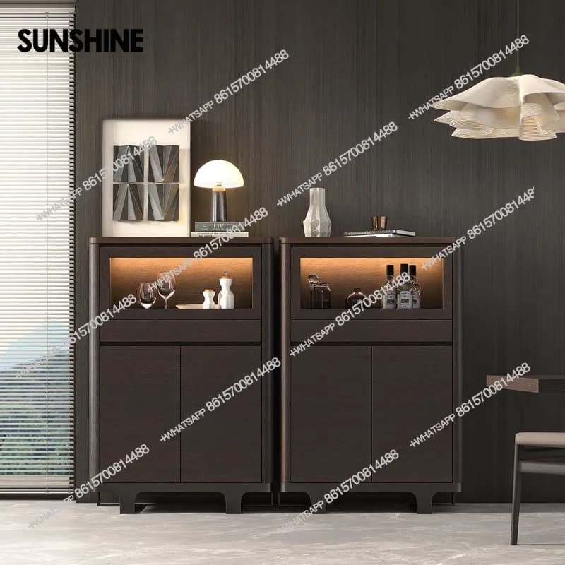 Light luxury simple living room sideboard, modern industrial dining room, glass wall-walled wine cabinet, storage cabinet