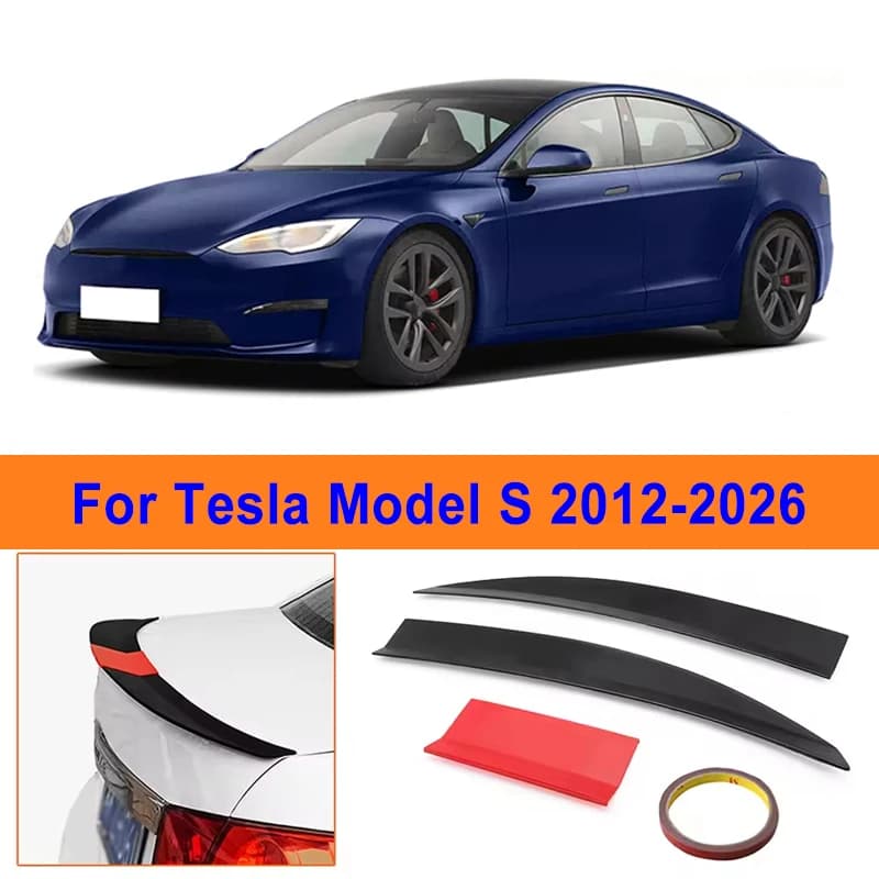 For Tesla Model S 2012-2026 3-Section ABS Rear Trunk Spoiler 115-125cm Adjustable Sports Decor Top Wing Car Exterior Parts