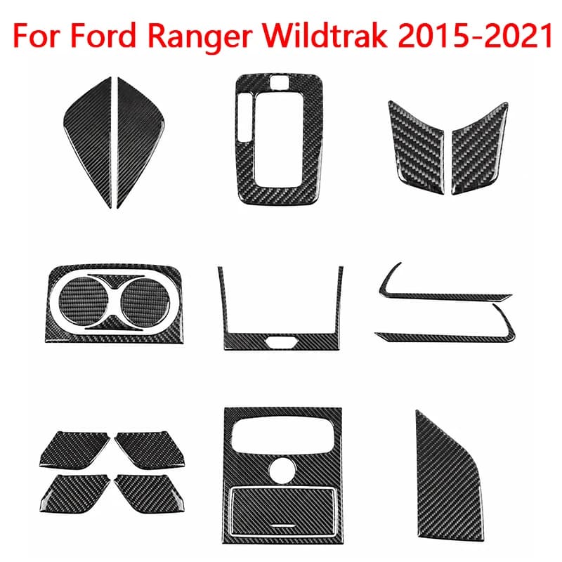 For Ford Ranger Wildtrak 2015 2016 2017 2018 2019 2020 2021 Carbon Fiber Black Stickers Car Interior Decorative Accessories