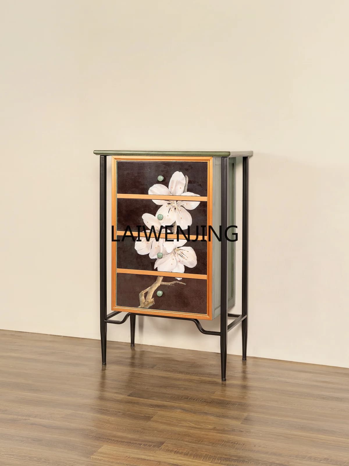 HLZ solid wood painted entrance living room storage bedroom decorative cabinet retro old side cabinet
