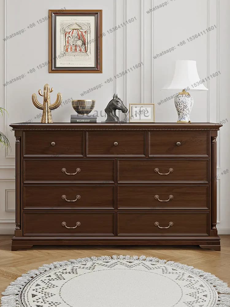 American country all-solid wood chest cabinet log bedroom locker furniture