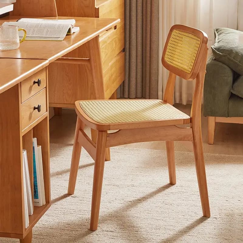 Nordic solid wood rattan chair backrest home ins study balcony guest house leisure lounge chair for dinning restaurant furniture