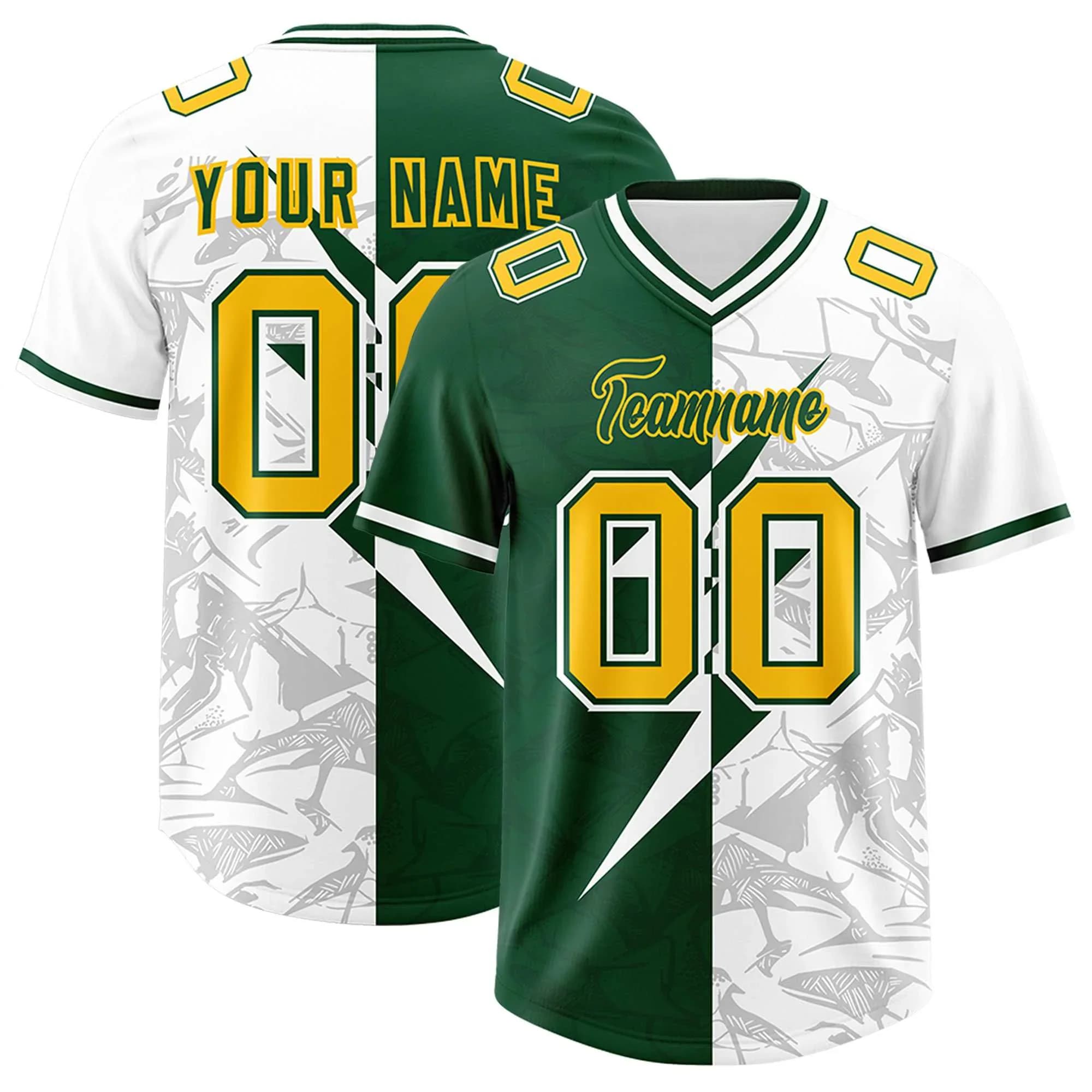 Custom Split Personalized Lightning Pattern Football Jersey Personalized Team Name and Your Name, Number V-Neck T-Shirts