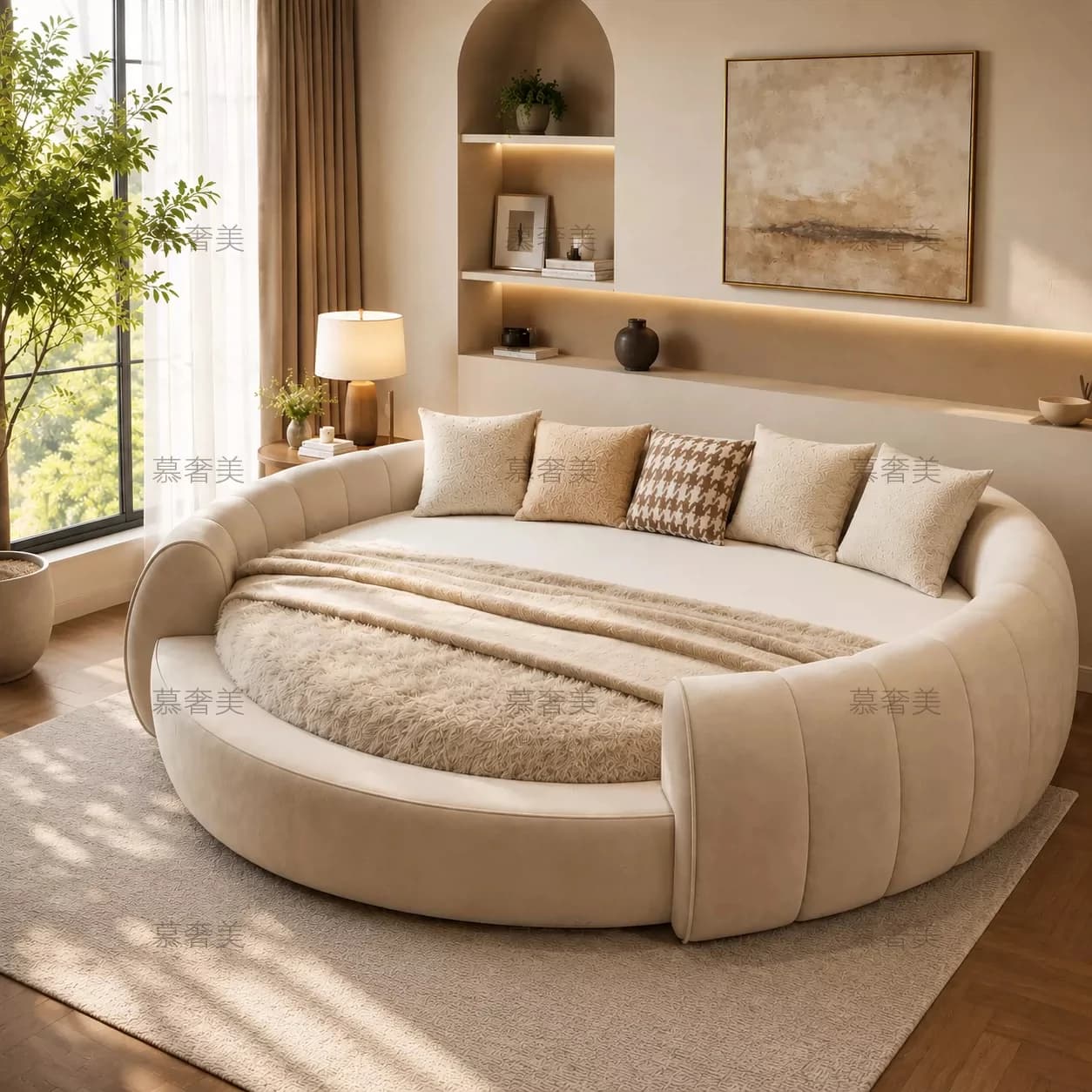 Clearance Apartment Beds Double French Hotel Simple Master Beds Fabric Royal Camas De Dormitorio Bedroom Sets Full Furniture