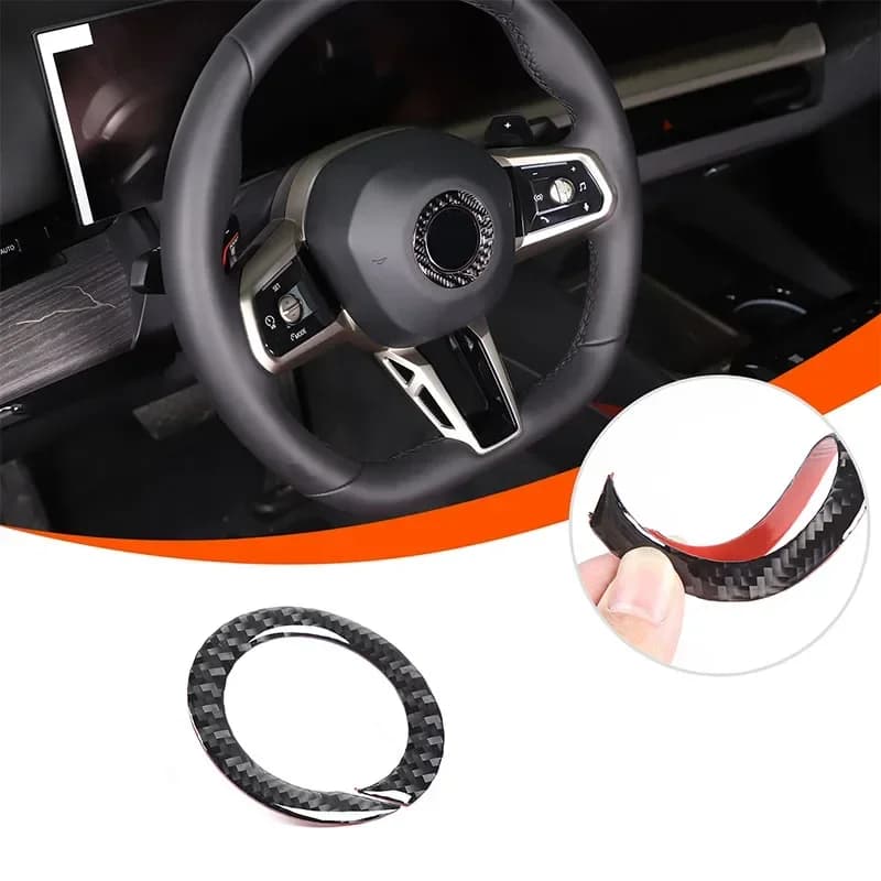 For BMW 5 Series G60 2024 Soft Carbon Fiber Steering Wheel Badge Decorative Ring Logo Decorative Sticker Interior Accessories