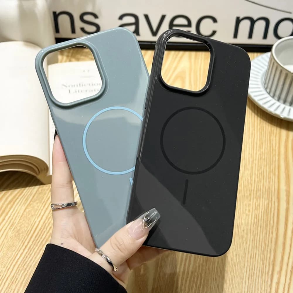 Ultra Slim Magnetic Soft Phone Case For iPhone 16 Pro 17 15 14 13 11 12 Pro Max Glitter Bling Solid For Magsafe Shockproof Cover