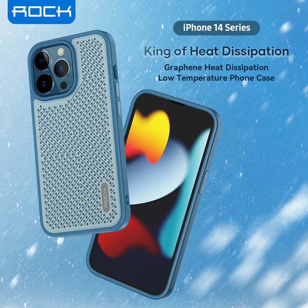 Graphene Heat Dissipation Case For iPhone 14 Pro Max,ROCK Cover Shockproof Breathable Cooling Hard PC Back Cover For iPhone 14