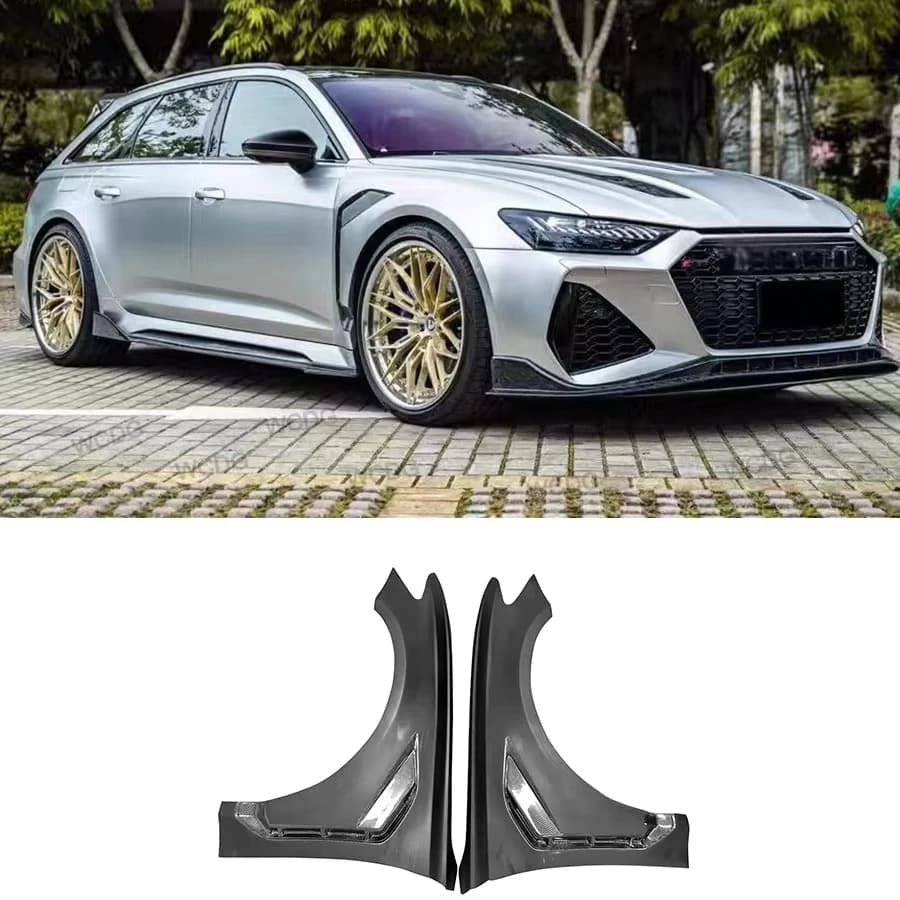 Half Carbon Fiber Fender forAudi RS7 AB-T Style Front Bumper Side Fender Air Vent Mudguard Car Accessories Bodykit