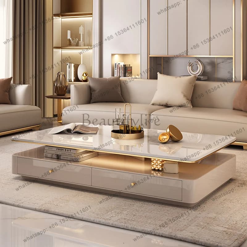 LSItalian Designer Aesthetic Coffee Table Modern Drawer Unique Luxury Coffee Table Living Room Stolik Kawowy Salon Furniture Hom